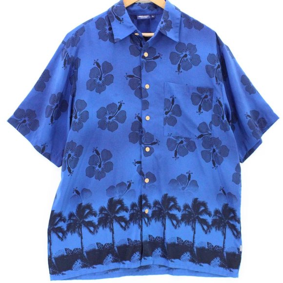 Vintage Sideout Hawaiian Shirt Mens Blue Button Down Floral Pattern Size Large L - Picture 1 of 9